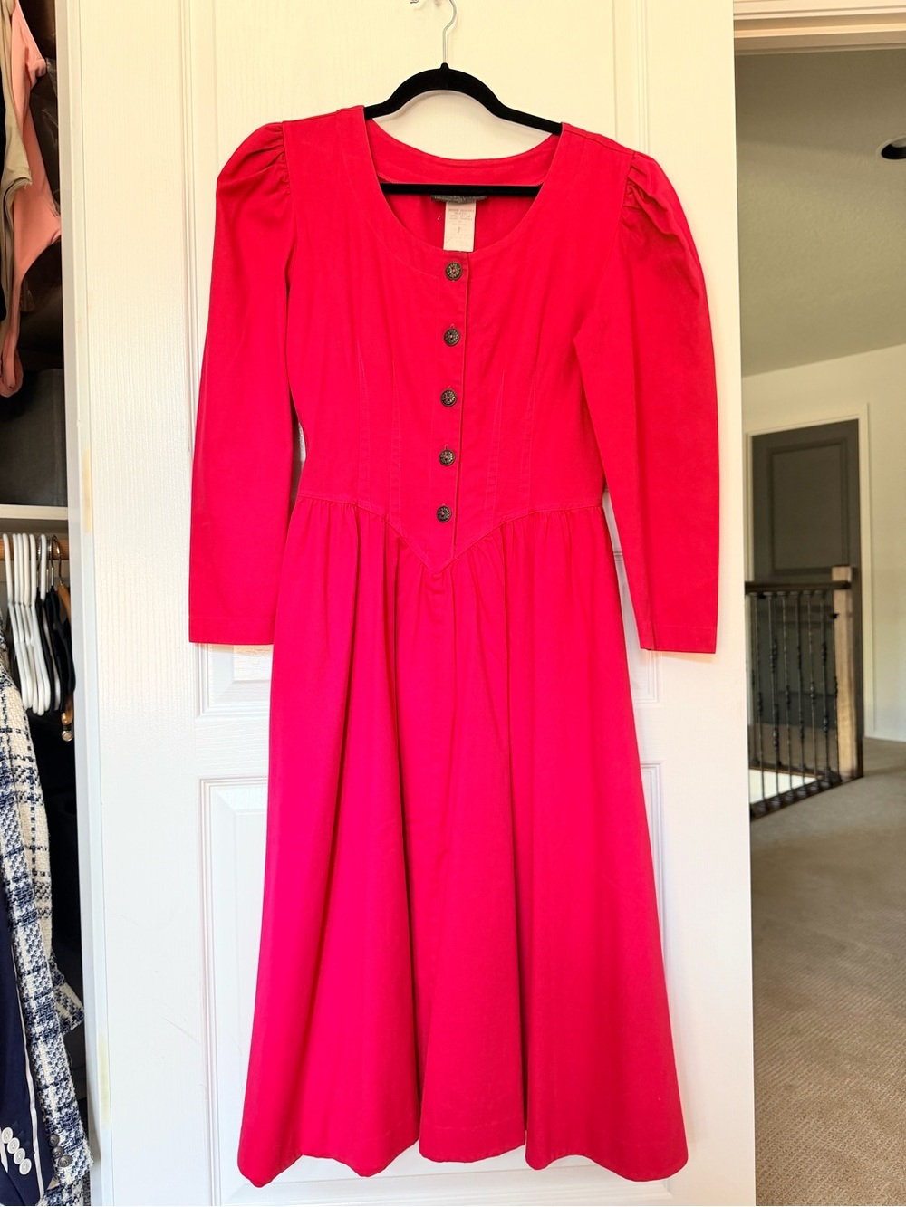 Vintage Western Jean Dress in Pink 100 percent Cotton size M